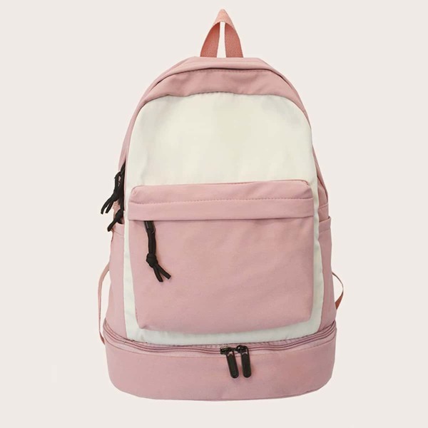 

Knot Decor Two Tone Backpack, Pink