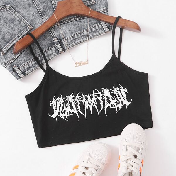 

Plus Graphic Print Cami Top, Black
