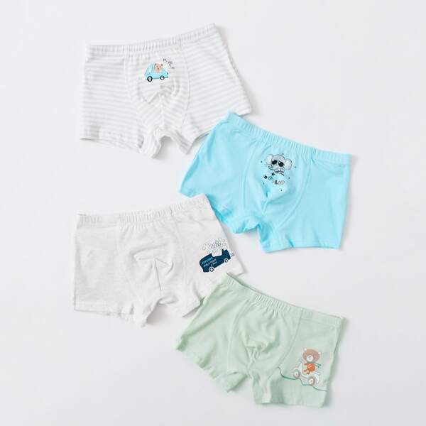 

Boys Striped And Cartoon Graphic Underwear, Multicolor