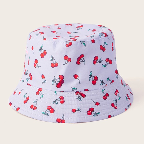 

Cherry Pattern Bucket Hat, Purple