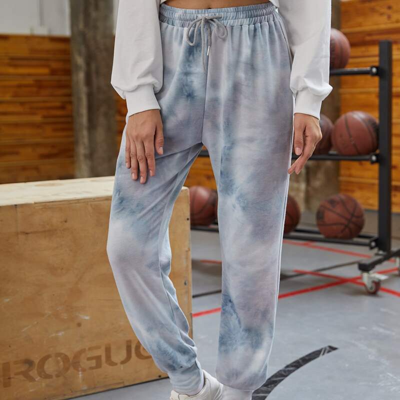 

Tie Dye Drawstring Sweatpants, Light grey