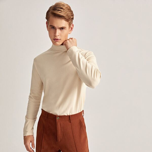 

Men Stand Neck Solid Top, Apricot