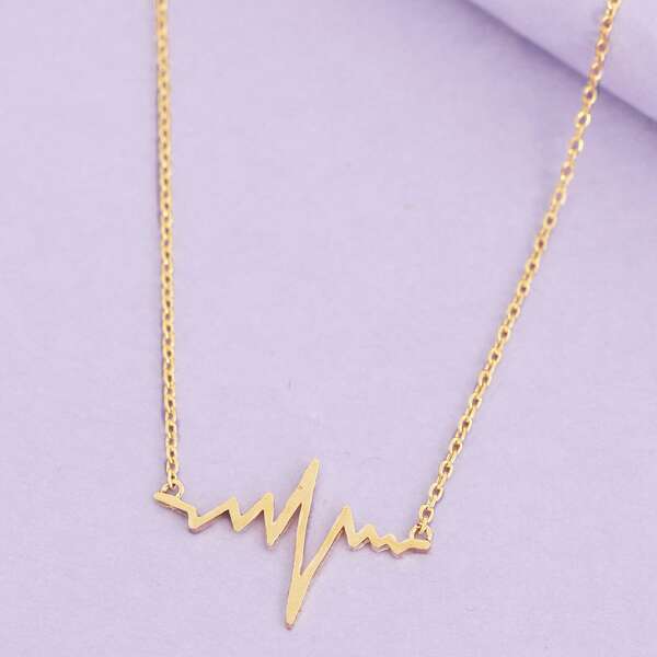 

Dainty Chain Link Heartbeat Necklace, Gold