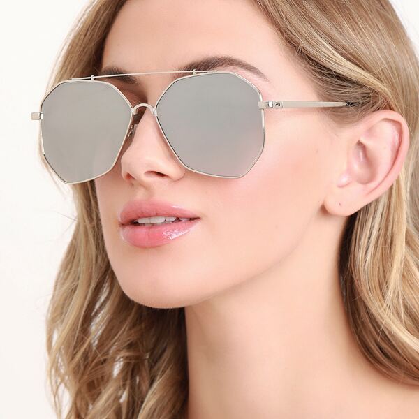 

Structure Sided Aviator Sunglasses, Grey
