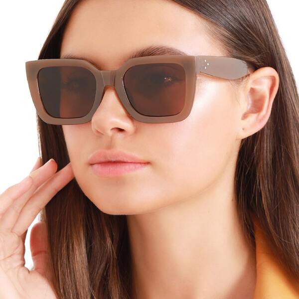 

Square Frame Acrylic Sunglasses, Brown