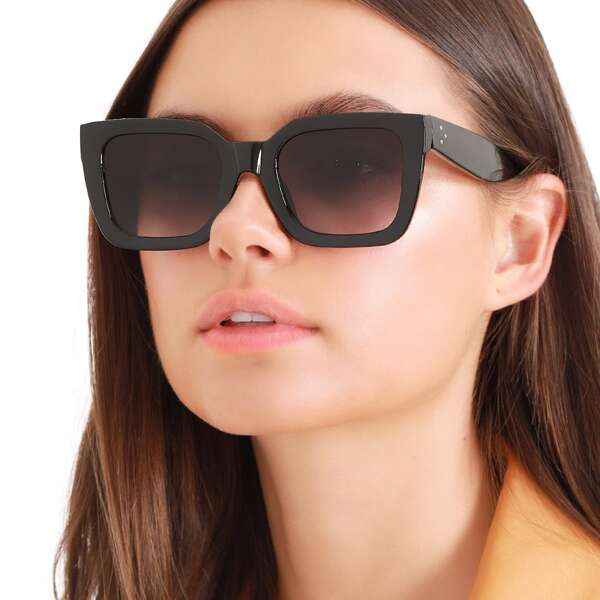 

Square Frame Acrylic Sunglasses, Black