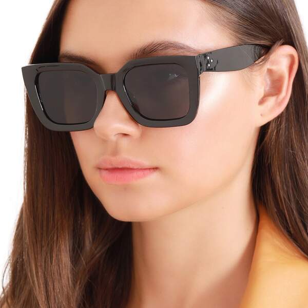 

Square Frame Acrylic Sunglasses, Black