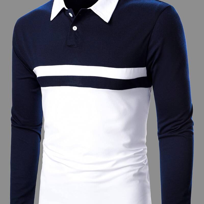 

Guys Color-block Polo Shirt, Blue and white