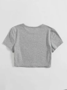 Muchica Camiseta corta tejida de canalé unicolor - Gris Claro - Ver 2