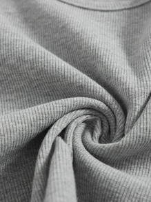 Muchica Camiseta corta tejida de canalé unicolor - Gris Claro - Ver 4