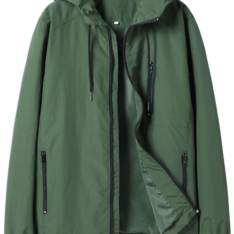 

Guys Solid Drawstring Zip Up Hooded Jacket, Dark green