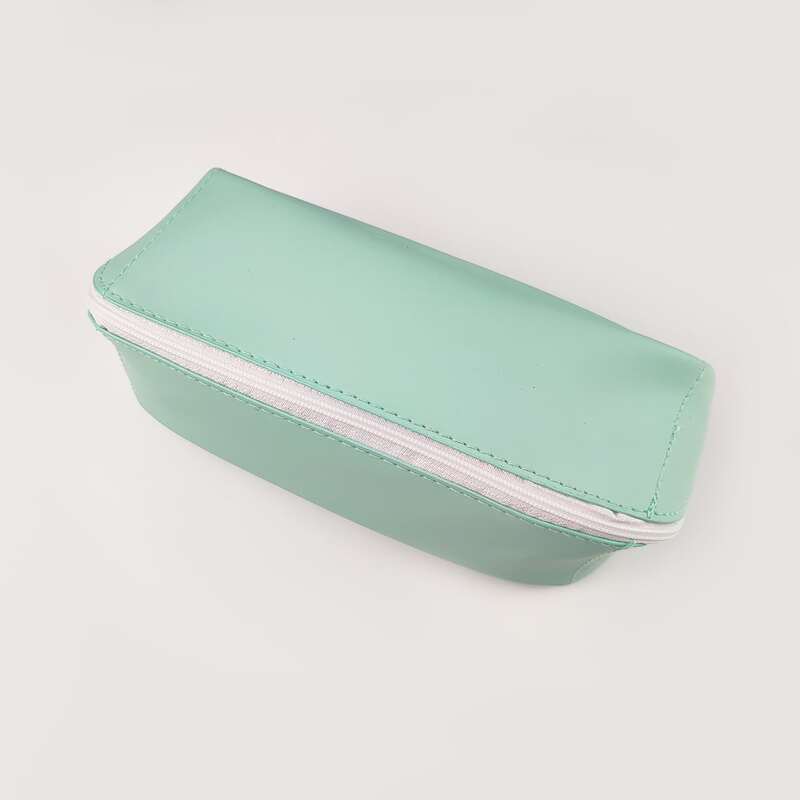 

1pc Plain PU Pencil Bag, Green