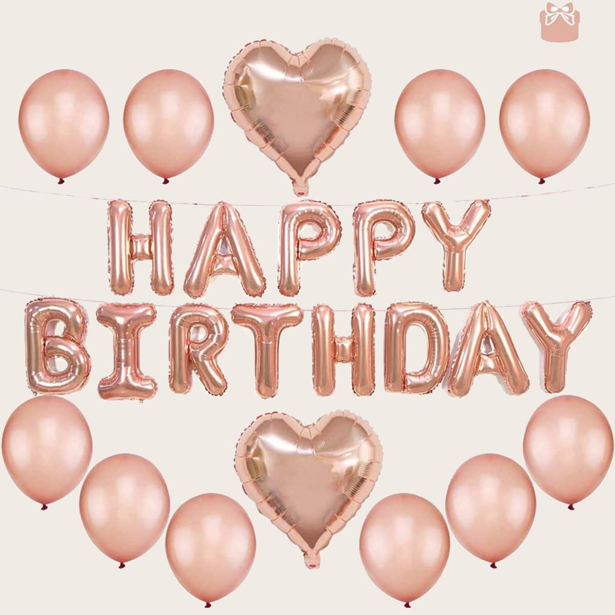 

13pcs Birthday Decorative Balloon, Rose gold