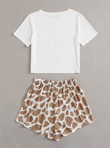Cartoon And Graphic Print PJ Set / Pajama Set