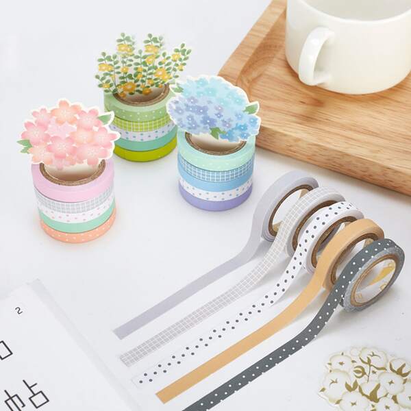 

5rolls Geometric Pattern Random Decorative Tape, Multicolor