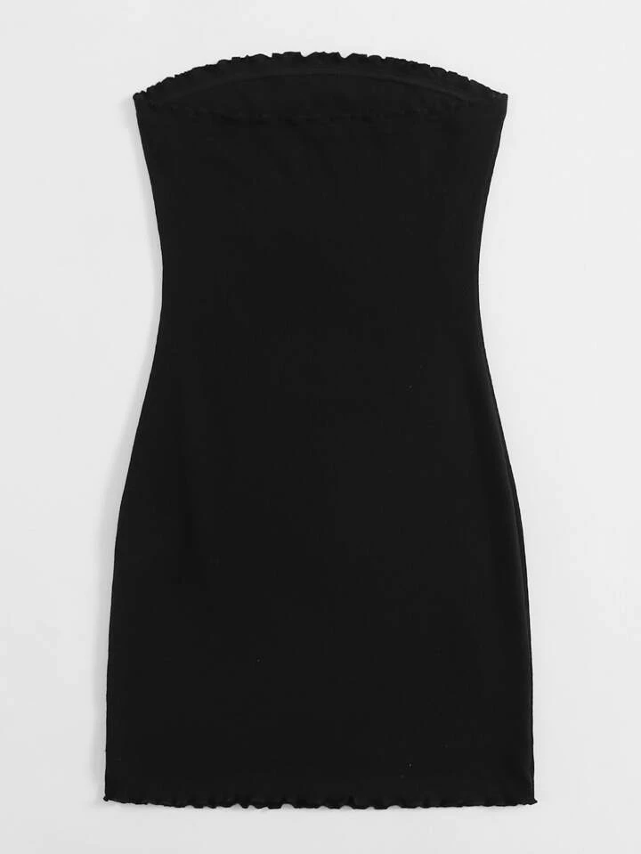 Our Lettuce Trim Solid Tube Dress is such a vibe - ROMWE