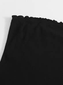 SHEIN EZwear Đầm Xù nhỏ màu trơn Giải trí - màu đen - Xem 4