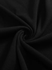 SHEIN EZwear Đầm Xù nhỏ màu trơn Giải trí - màu đen - Xem 5