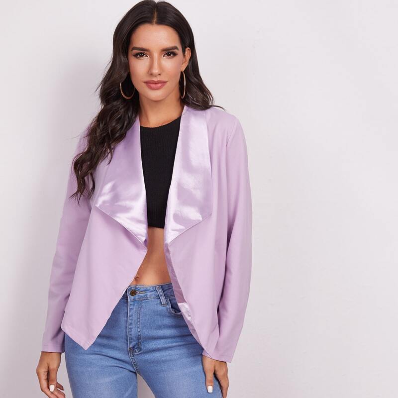 

Open Front Waterfall Collar Blazer, Pastel lilac purple