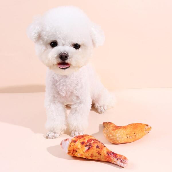

2pcs Simulation Chicken Leg & Wing Dog Sound Toy, Multicolor
