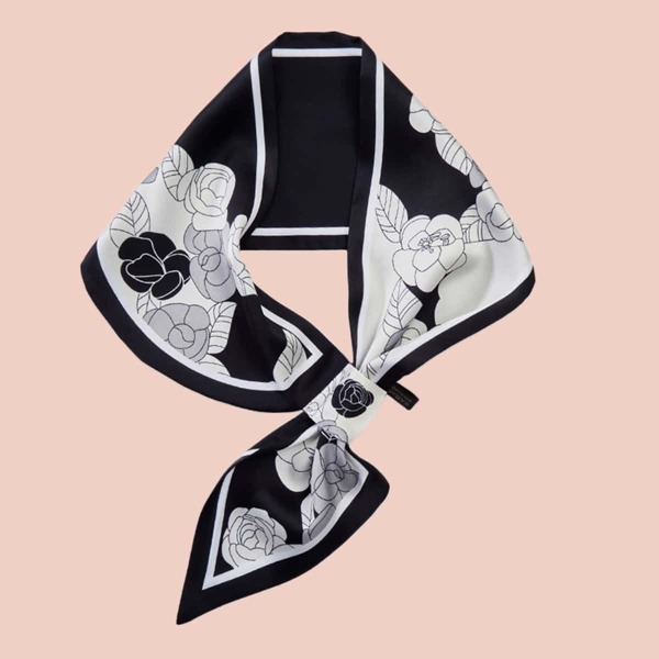 

Flower Pattern Scarf, Black