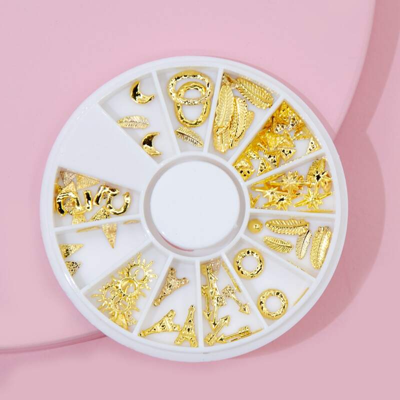 

1box Arrow & Leaf Nail Art Decoration, Gold