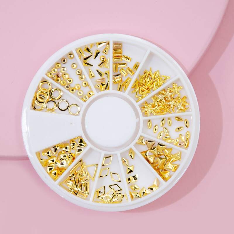 

1box Geo & Heart Nail Art Decoration, Gold