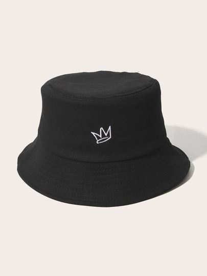 Men Crown Embroidered Bucket Hat