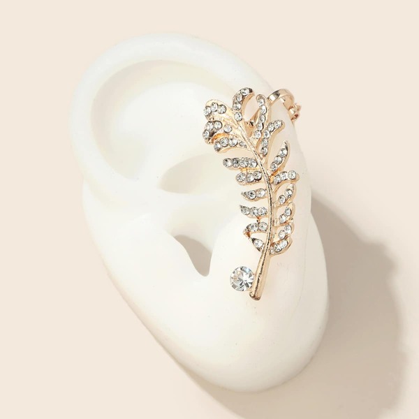 

1pc Rhinestone Decor Ear Cuff, Gold