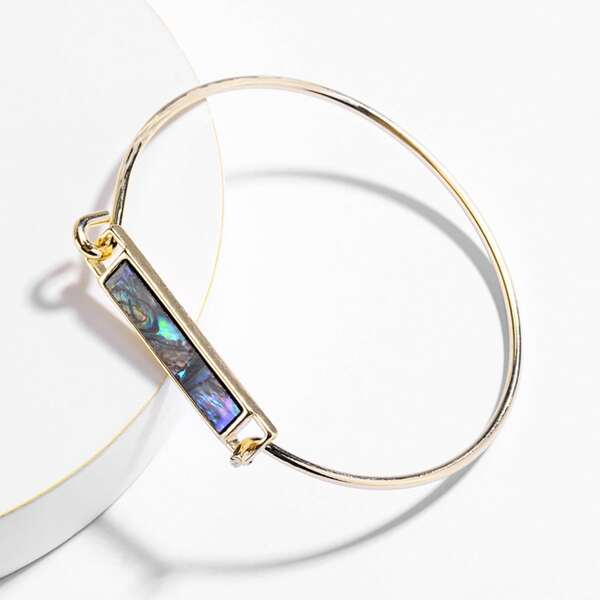 

Abalone Shell Geo Decor Bangle, Gold