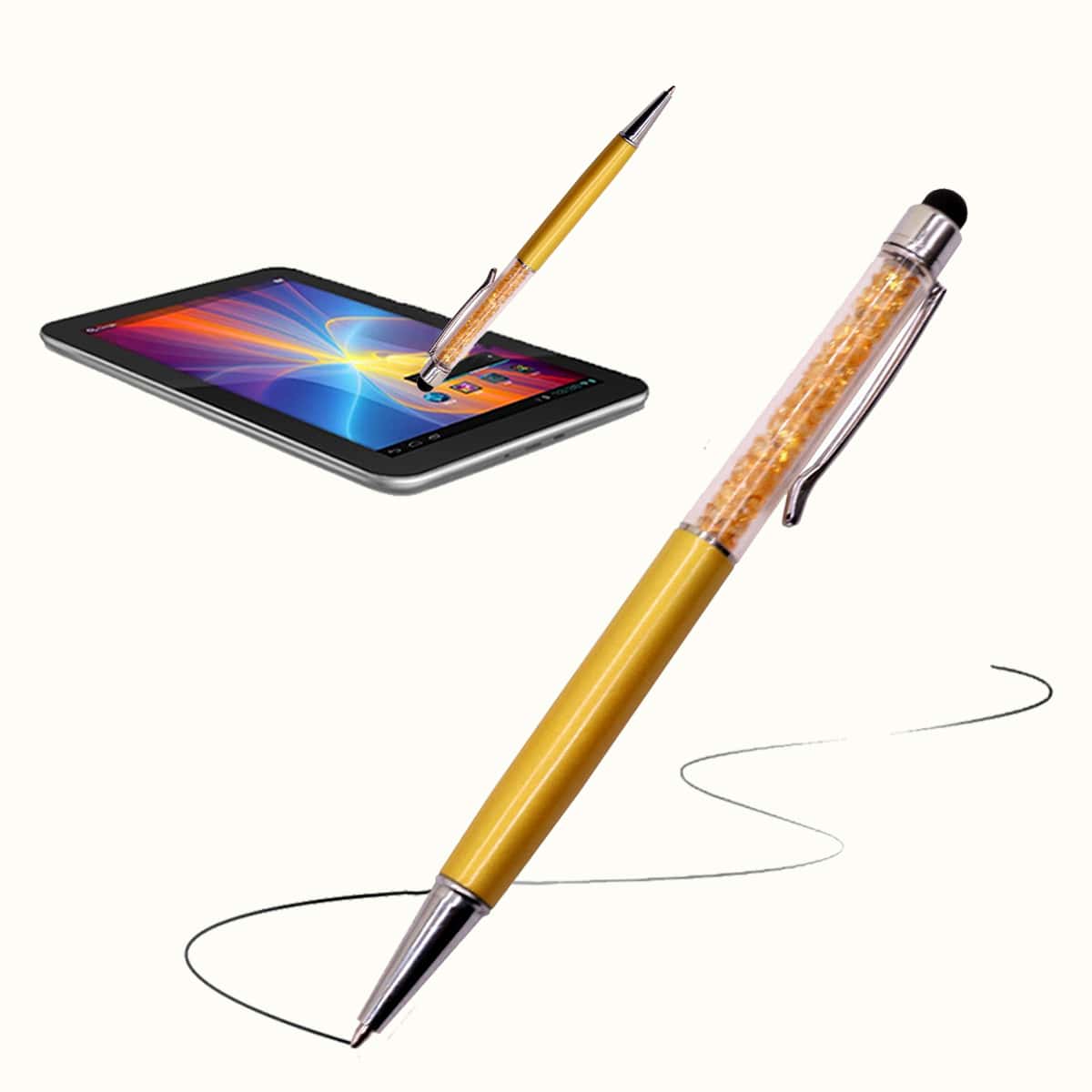 

1pc Multifunctional 2 In 1 Ballpoint Pen & Stylus Pen, Gold