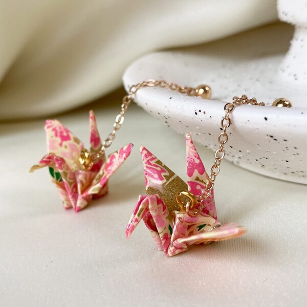 

Cranes Drop Earrings, Pink