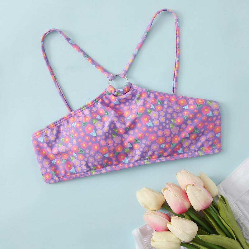 

Ditsy Floral Ring Decor Bikini Top, Multicolor