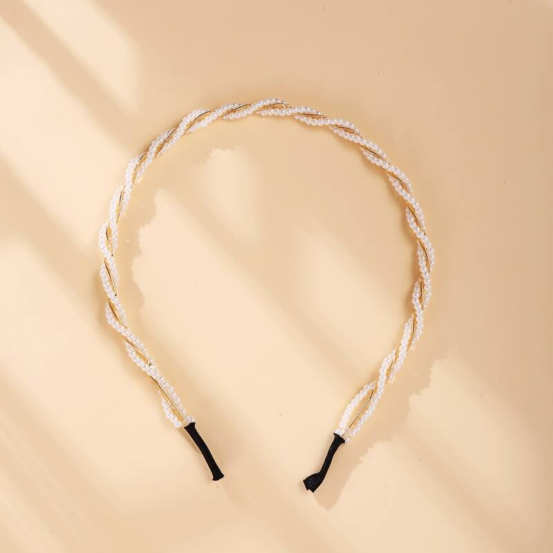 

Faux Pearl Twist Hair Hoop, White