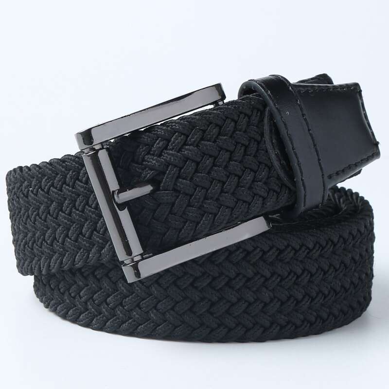 

Square Buckle Woven Belt, Black