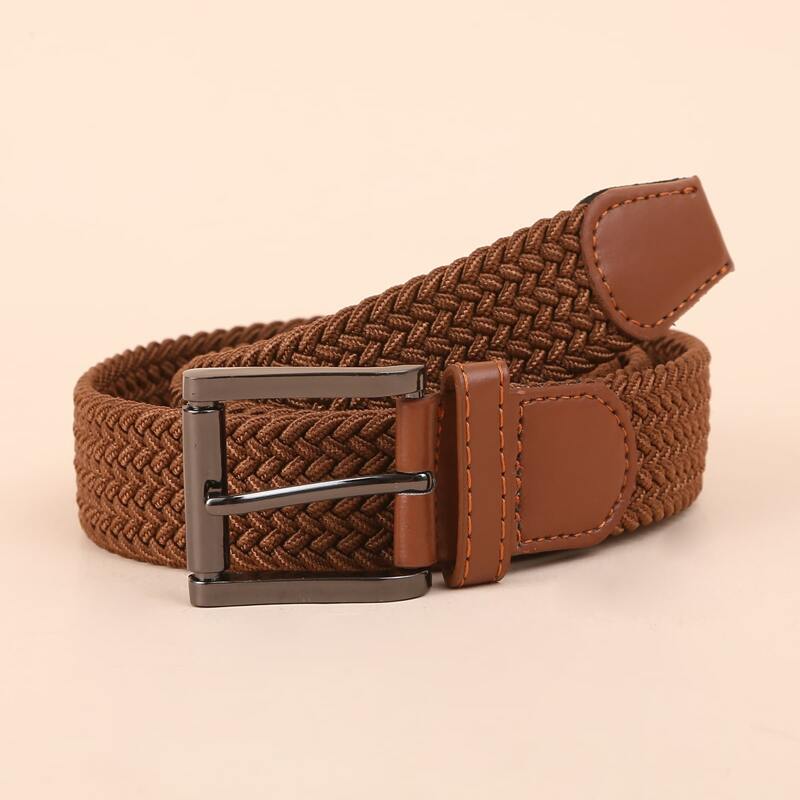 

Square Buckle Woven Belt, Brown