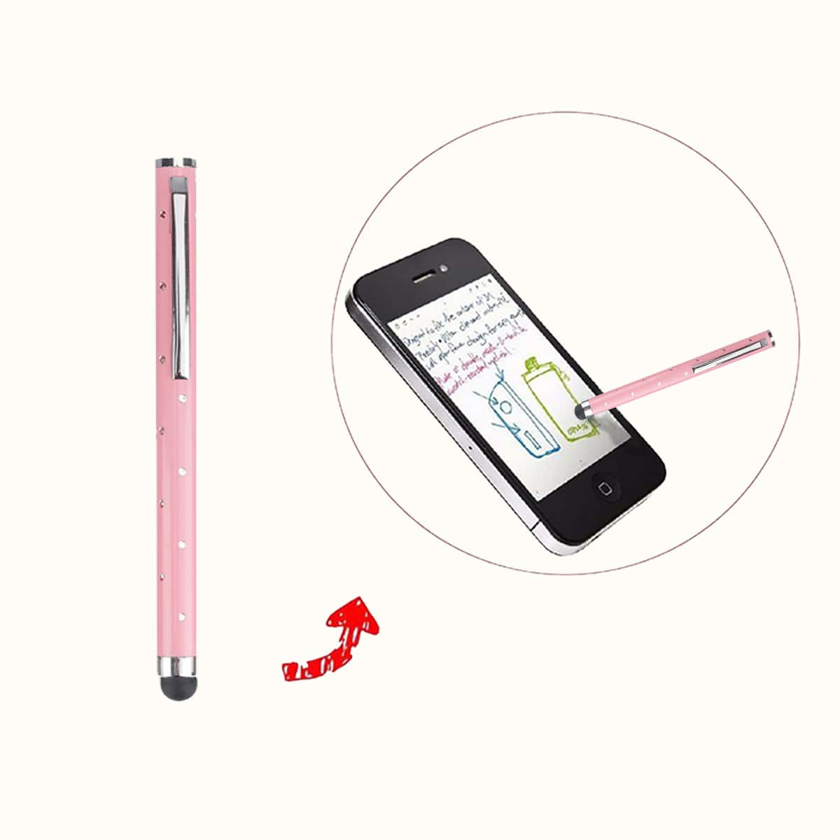 

1pc Rhinestone Decor Stylus Pen, Pink