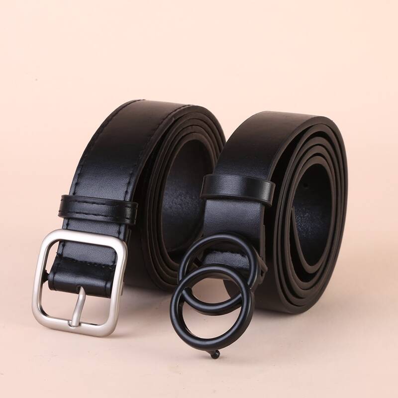 

2pcs Double O-ring Buckle Belt, Black