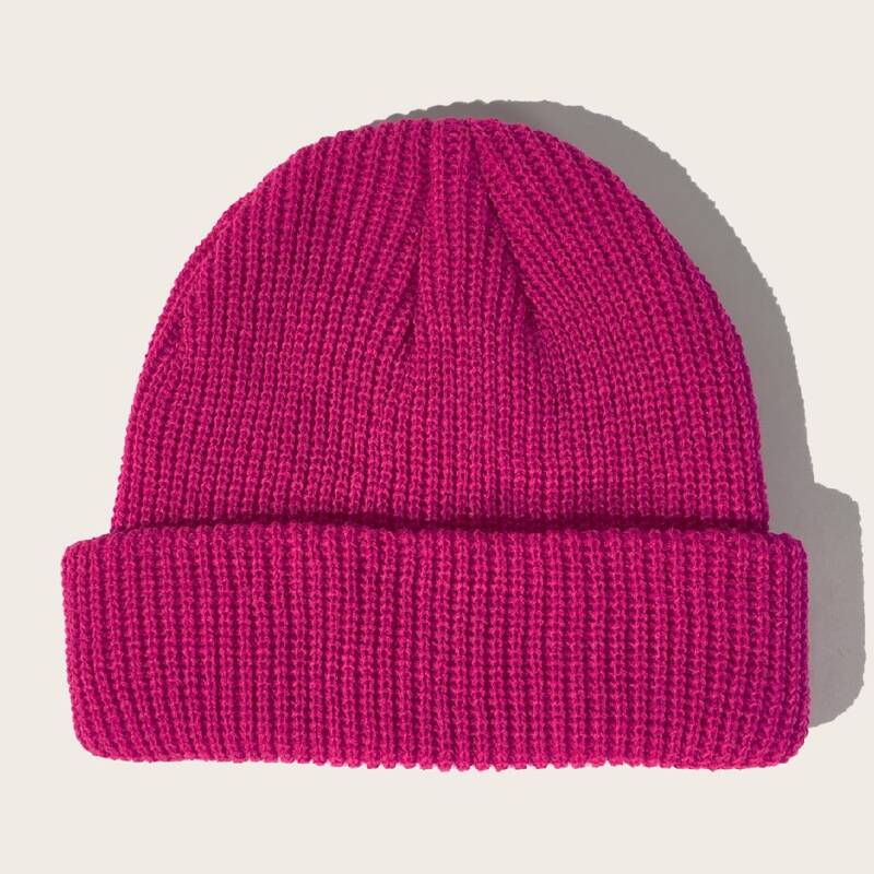 

Simple Plain Beanie, Rose red