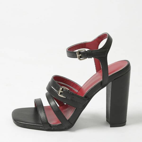 

Thin Strap Chunky Heeled Sandals, Black