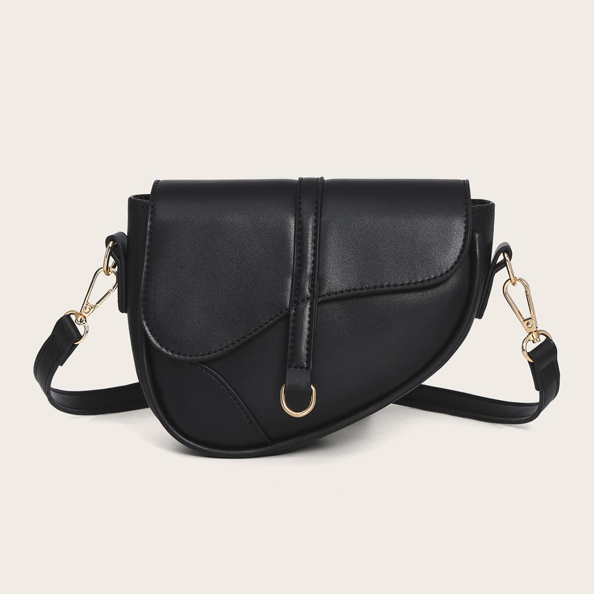 

Minimalist Flap Saddle Bag, Black