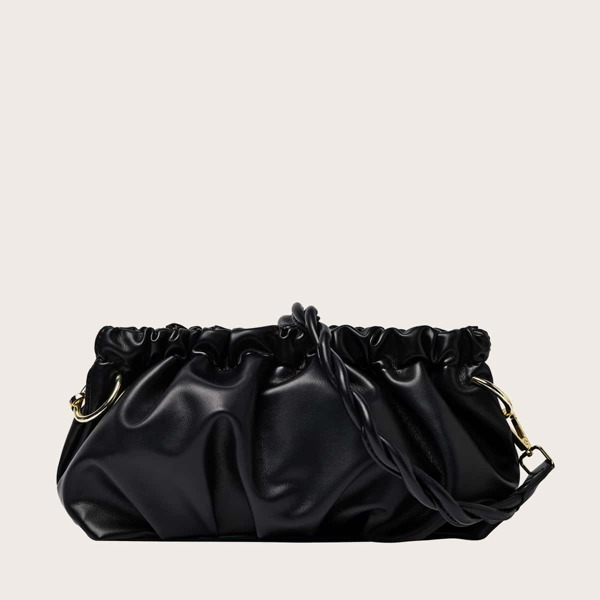 

Cross Strap Ruched Bag, Black
