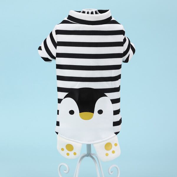 

1pc Striped Cartoon Cat Sweatshirt, Multicolor