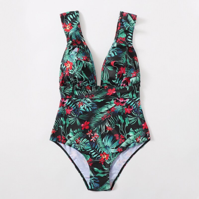 

Tropical & Floral One Piece Swimsuit, Multicolor