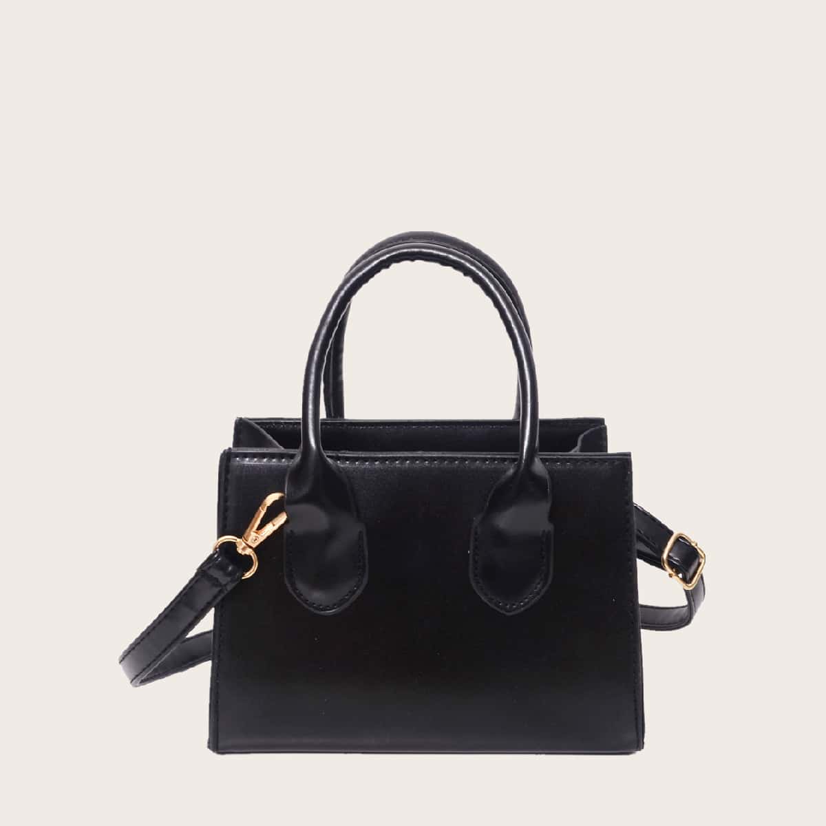 

Double Handle Satchel Bag, Black
