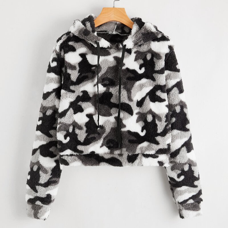 

Camo Teddy Hoodie, Multicolor