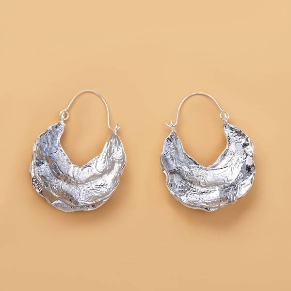

Abstract Hoop Earrings, Silver