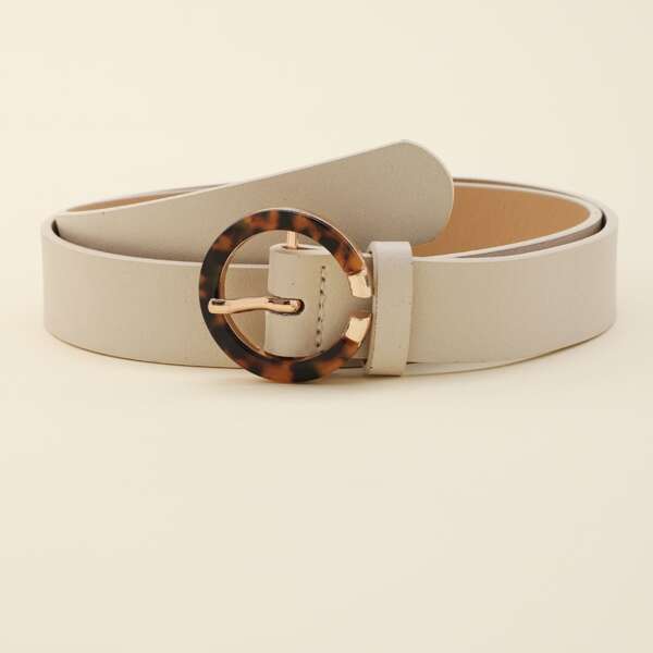 

Leopard Buckle Belt, White