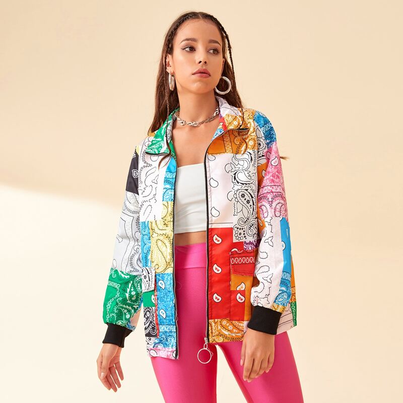 

Paisley Patchwork Zip Jacket, Multicolor