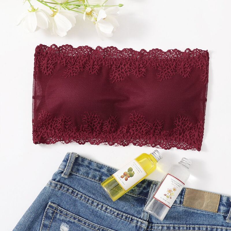 

Floral Lace Bandeau Bra, Maroon